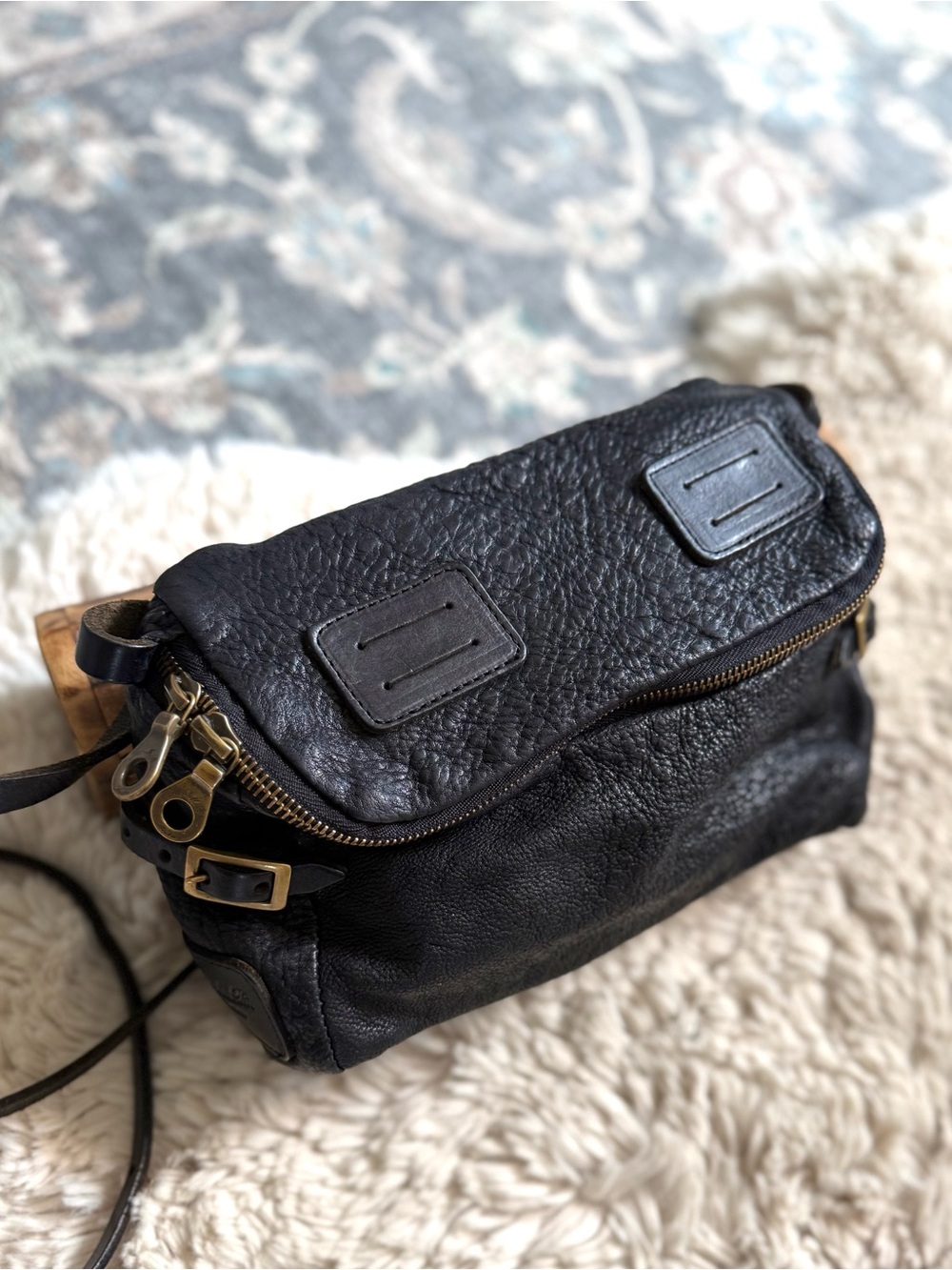 Jas MB Black Leather Cross Body Bag - Picture 7 of 15
